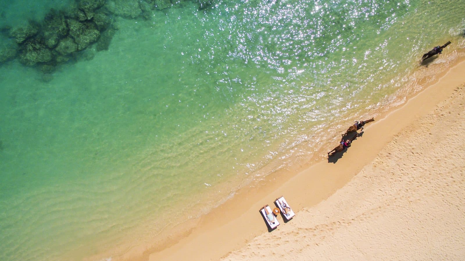 Aerial view of the Turtle Bay beach and the Maritim estate