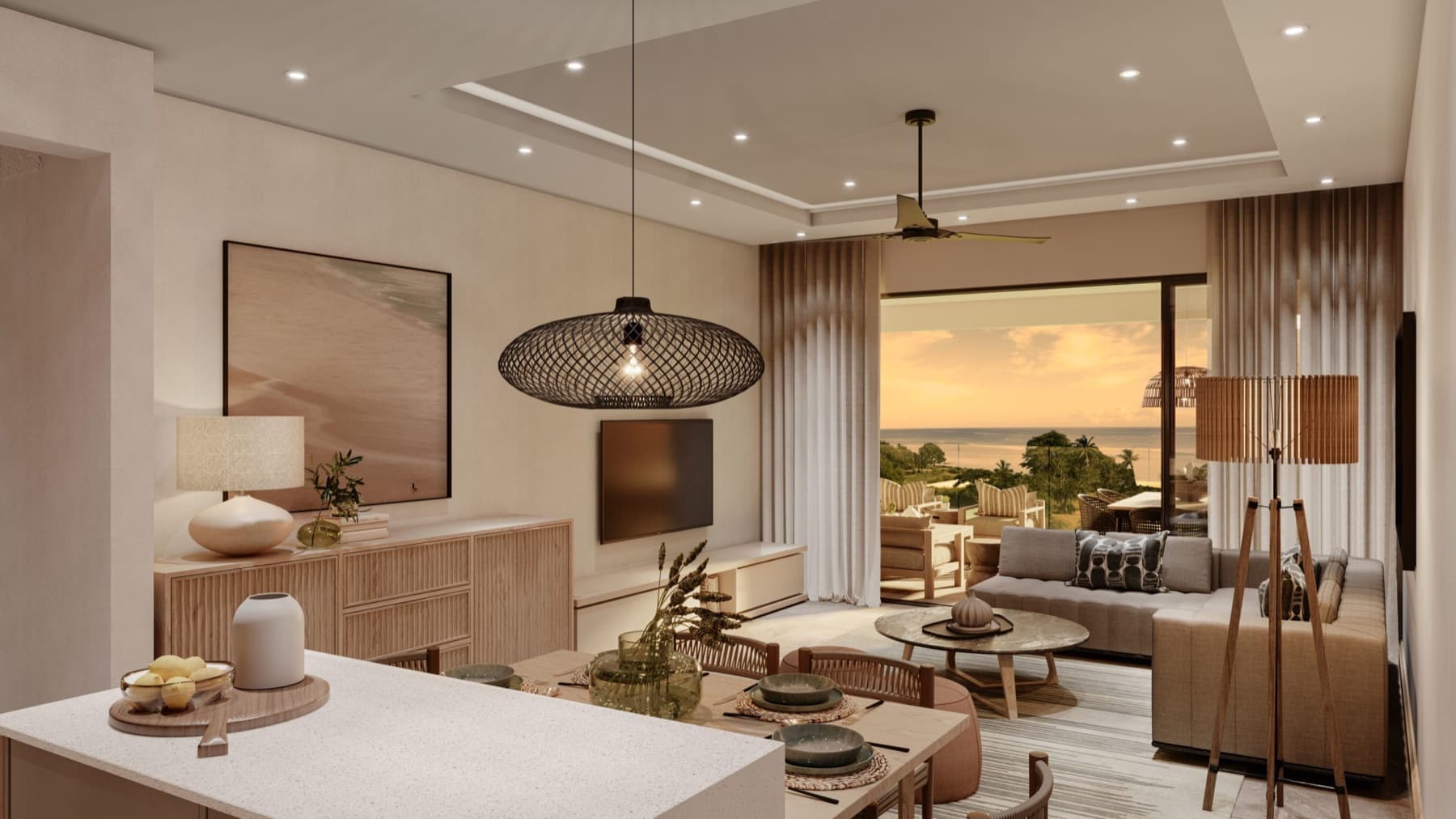 Leisure apartment living and dining room